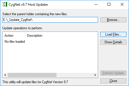 CygNet Host Updater sample dialog box